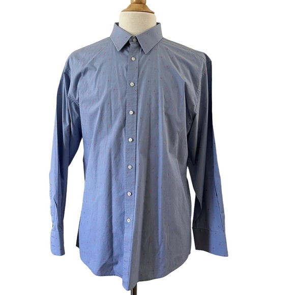 Thomas Pink Men’s Slim Fit Long Sleeves Shirt Blue & Pink Size 17.5 US XL - Picture 9 of 10